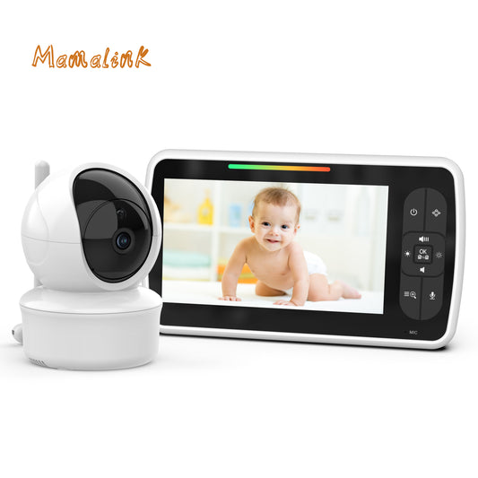 Mamalink SM650 Monitor de bebé con vídeo y canciones de cuna de 5 pulgadas, panorámica, inclinación y zoom