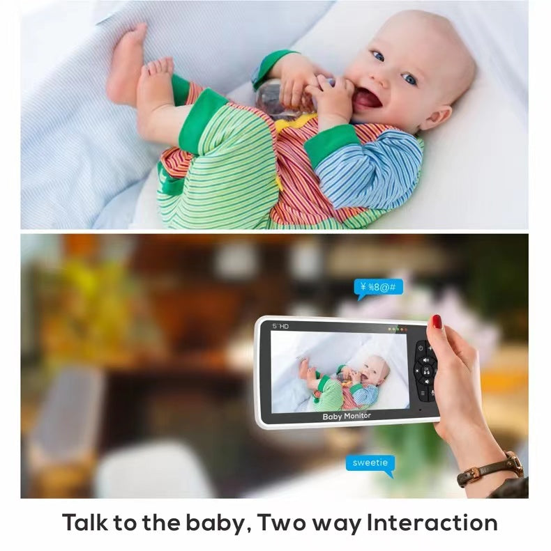 Mamalink SM50 Video Baby Monitor Cámara HD de 5 pulgadas y teléfono para bebés con visión nocturna para hablar